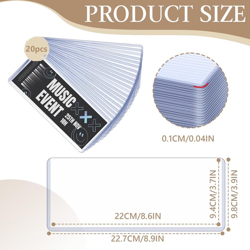 SKLENICE 20 Pcs Ticket Stub Toploader 8.9x3.9 Inches Ticket Stub Display Holder Currency Sleeves for Bills Currency Topload Holder Clear Money Protector PVC for Collectors Concert Tickets - Image 2